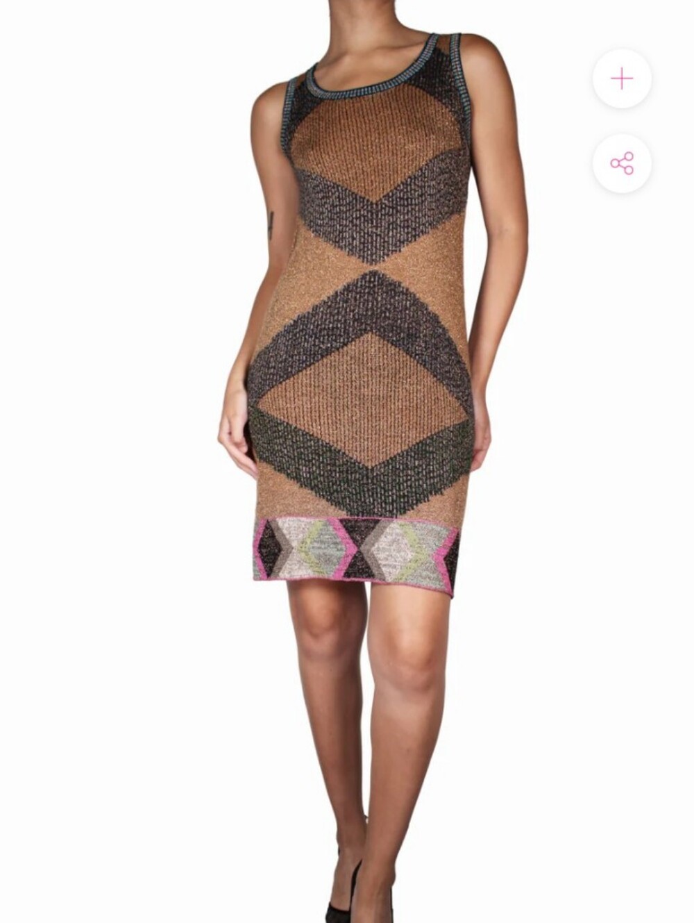 Custo Barcelona Metallic Chevron Midi Dress. Worn Once! Offers Welcome!